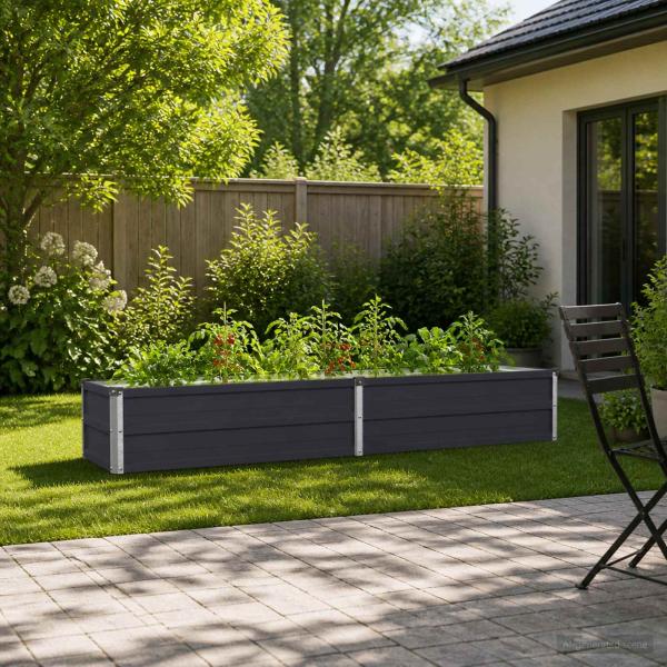 ARDEBO.de - Hochbeet im Garten Anthrazit 160 x 40 x 24 cm Stahl
