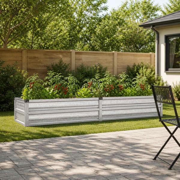 ARDEBO.de - Hochbeet im Garten Silber 160 x 40 x 24 cm verzinkt