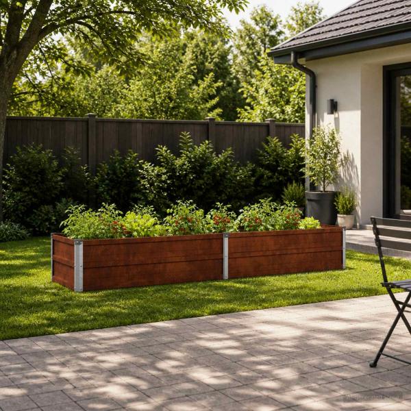ARDEBO.de - Hochbeet im Garten Wetterfeststahl 160 x 40 x 24 cm Stahl