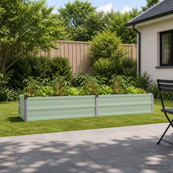 ARDEBO.de - Hochbeet im Garten Pastellgrün 160 x 40 x 24 cm Stahl