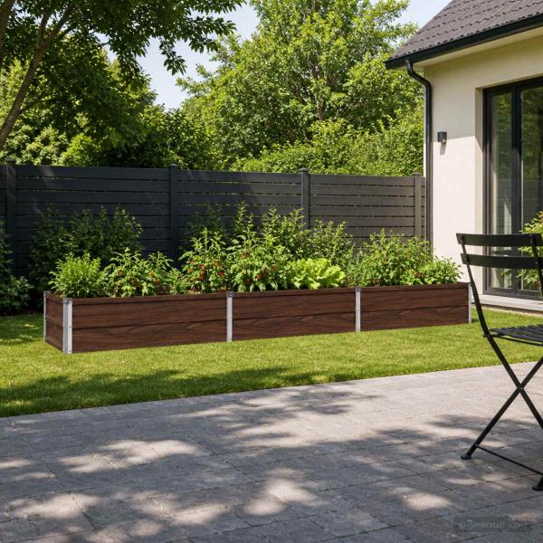 ARDEBO.de - Hochbeet im Garten Schwarznuss 240 x 40 x 24 cm Stahl