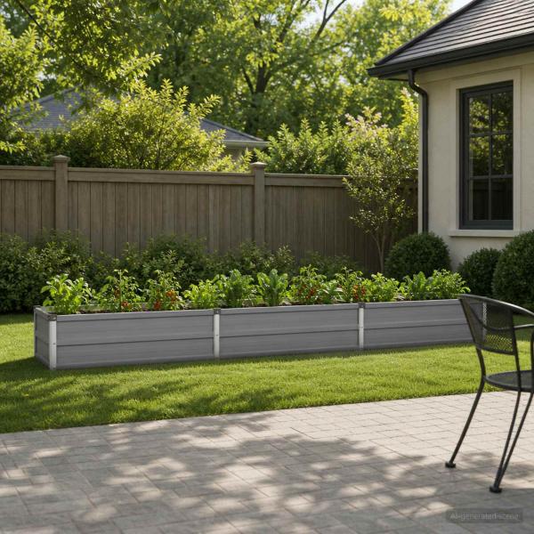 ARDEBO.de - Hochbeet im Garten Grau 240 x 40 x 24 cm Stahl