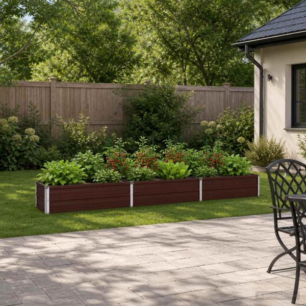 ARDEBO.de - Hochbeet im Garten Braun 240 x 40 x 24 cm kaltgewalzter Stahl