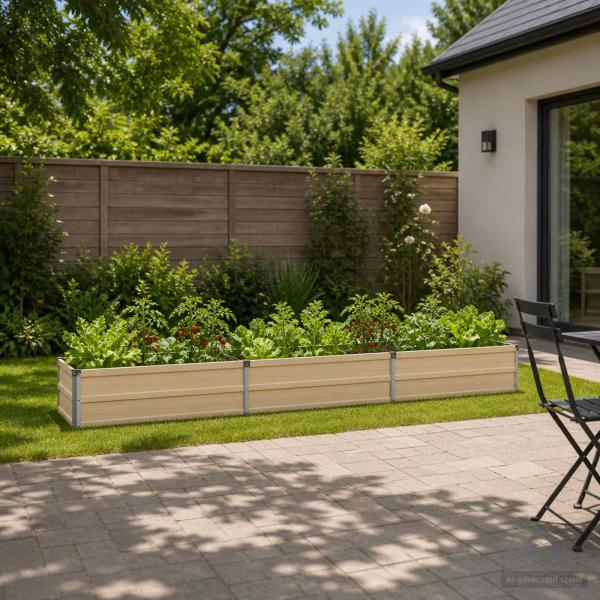 ARDEBO.de - Hochbeet im Garten Elfenbein 240 x 40 x 24 cm Stahl