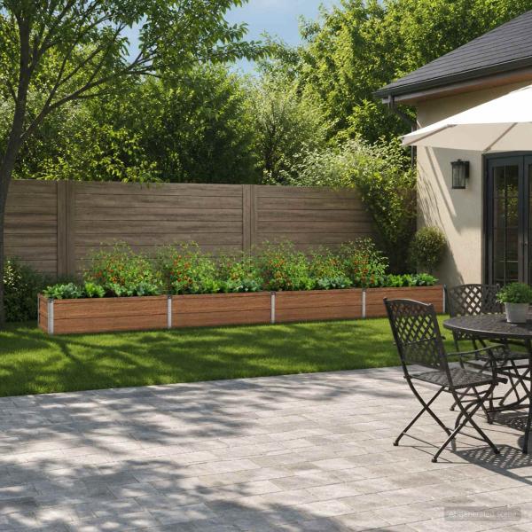 ARDEBO.de - Hochbeet im Garten Holz Braun 320 x 40 x 24 cm Stahl