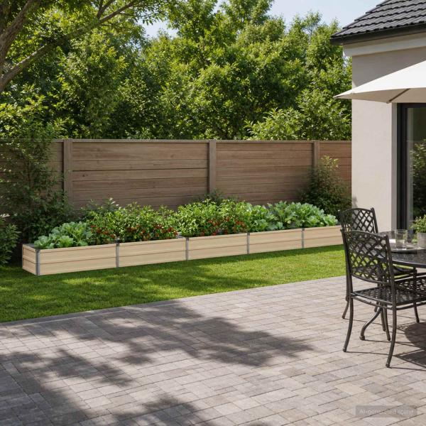 ARDEBO.de - Hochbeet im Garten Elfenbein 400 x 40 x 24 cm Stahl