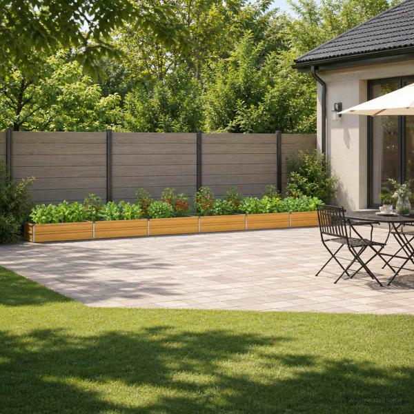 ARDEBO.de - Hochbeet im Garten Holz Natur 600 x 40 x 24 cm Stahl