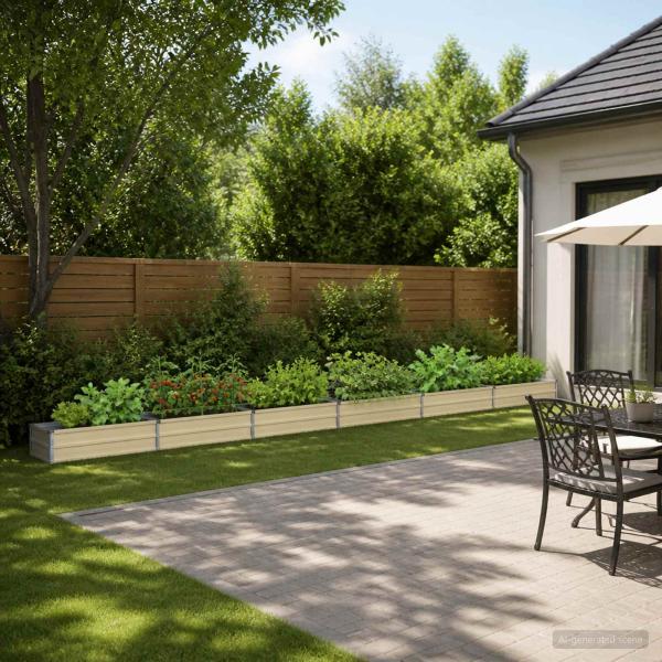 ARDEBO.de - Hochbeet im Garten Elfenbein 600 x 40 x 24 cm Stahl