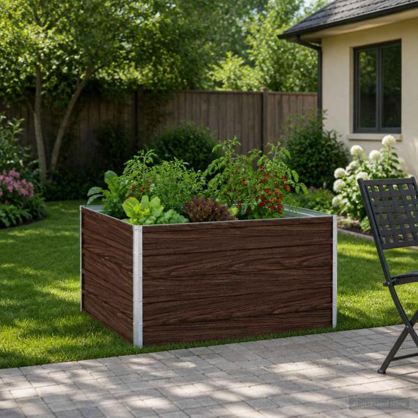 ARDEBO.de - Hochbeet im Garten Schwarz 100 x 80 x 55 cm kaltgewalzter Stahl
