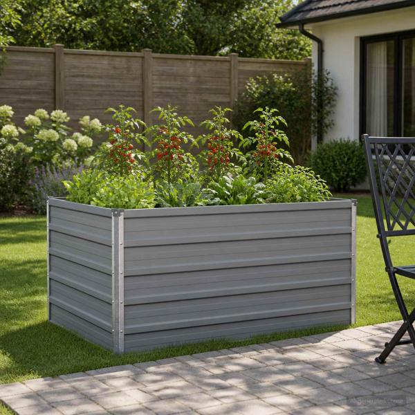 ARDEBO.de - Hochbeet im Garten Grau 100 x 80 x 55 cm Stahl