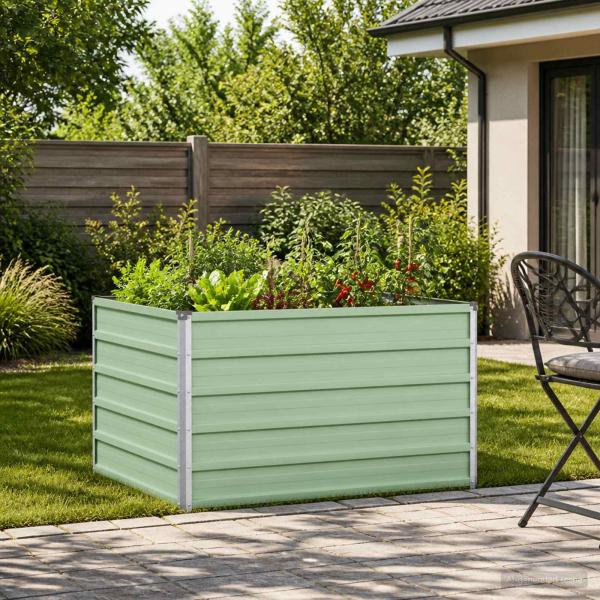 ARDEBO.de - Hochbeet im Garten Pastellgrün 100 x 80 x 55 cm Stahl