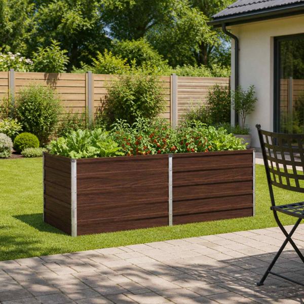 ARDEBO.de - Hochbeet im Garten Schwarznuss 163 x 80 x 55 cm Stahl