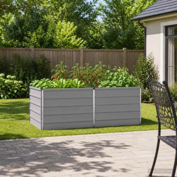 ARDEBO.de - Hochbeet im Garten Grau 160 x 80 x 55 cm kaltgewalzter Stahl