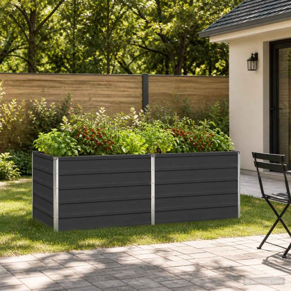ARDEBO.de - Hochbeet im Garten Anthrazit 160 x 80 x 55 cm