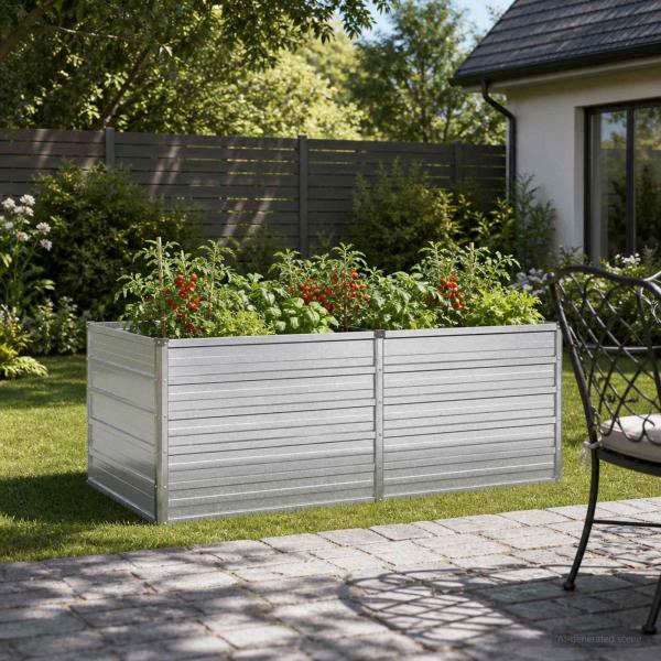 ARDEBO.de - Hochbeet im Garten Verzinktes Silber 163 x 80 x 55 cm Stahl