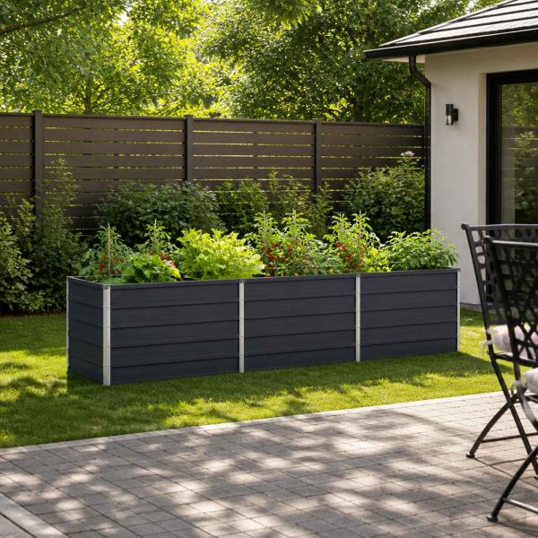 ARDEBO.de - Hochbeet im Garten Anthrazit 242 x 80 x 55 cm Stahl