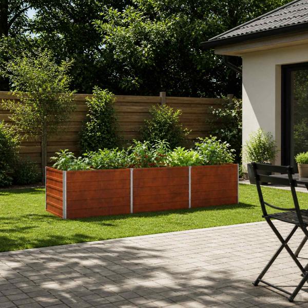 ARDEBO.de - Hochbeet im Garten Wetterfeststahl 242 x 80 x 55 cm Stahl