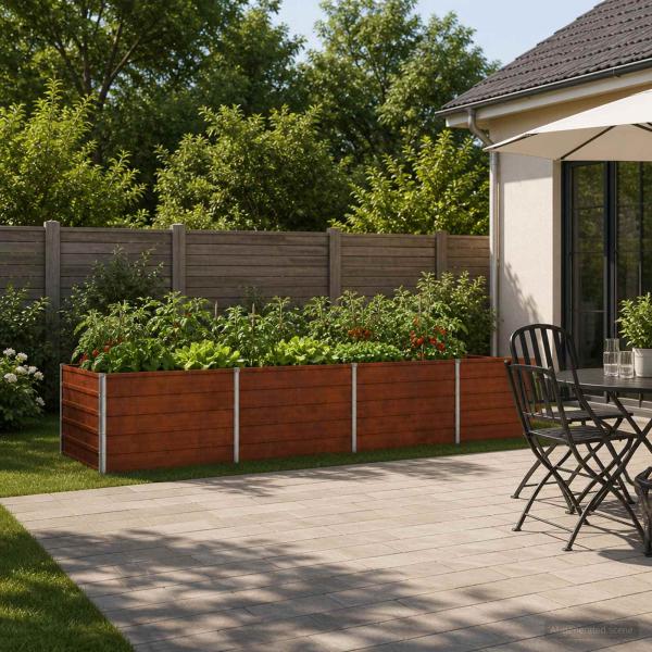 ARDEBO.de - Hochbeet im Garten Wetterfeststahl 321 x 80 x 55 cm Stahl