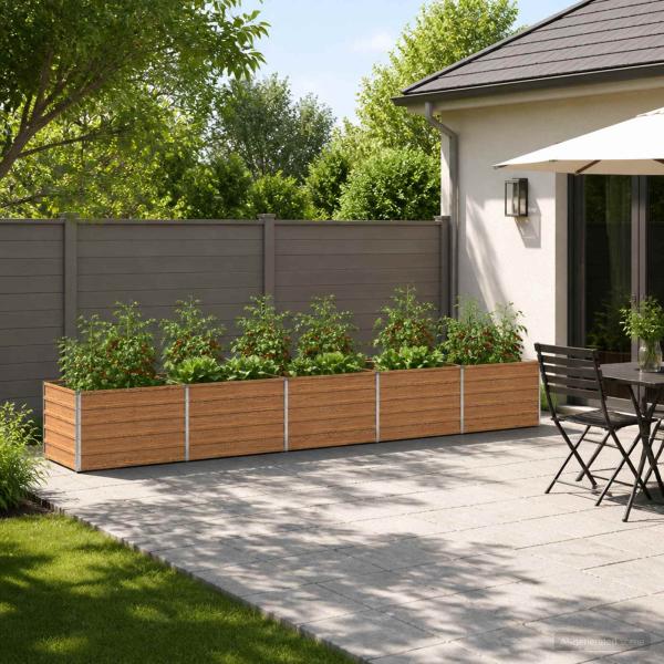 ARDEBO.de - Hochbeet im Garten Holz Braun 400 x 80 x 55 cm Stahl