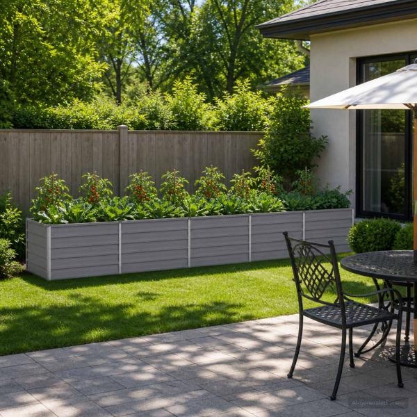 ARDEBO.de - Hochbeet im Garten Grau 400 x 80 x 55 cm Stahl