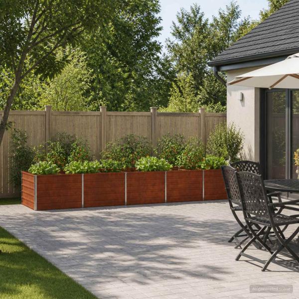 ARDEBO.de - Hochbeet im Garten Wetterfeststahl 400 x 80 x 55 cm Stahl