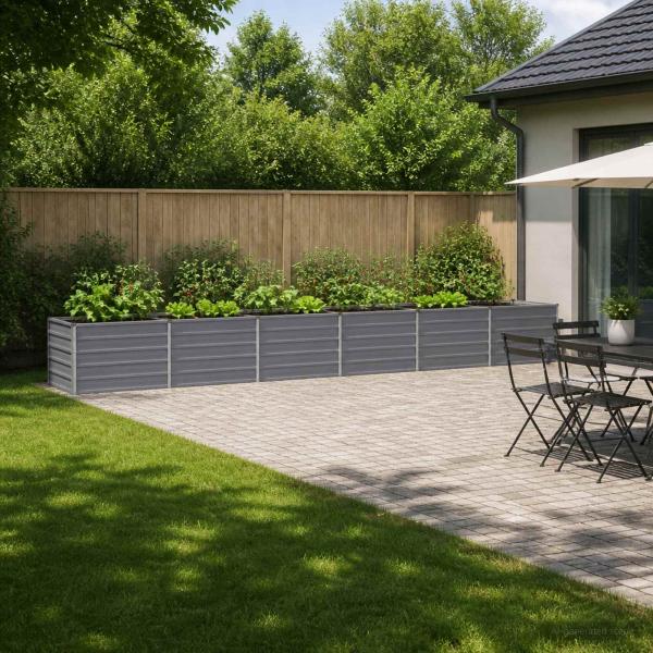 ARDEBO.de - Hochbeet im Garten Grau 480 x 80 x 55 cm Stahl