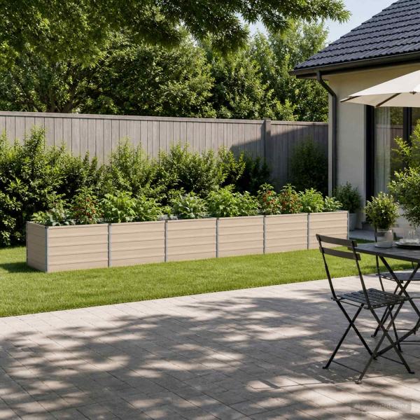 ARDEBO.de - Hochbeet im Garten Elfenbein 480 x 80 x 55 cm Stahl