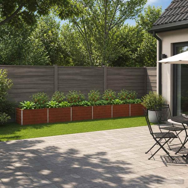 ARDEBO.de - Hochbeet im Garten Wetterfeststahl 600 x 80 x 55 cm Stahl