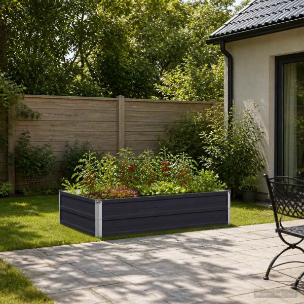 ARDEBO.de - Hochbeet im Garten Anthrazit 100 x 80 x 24 cm Stahl