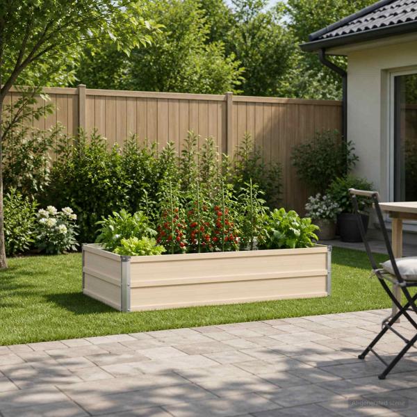 ARDEBO.de - Hochbeet im Garten Elfenbein 100 x 80 x 24 cm Stahl