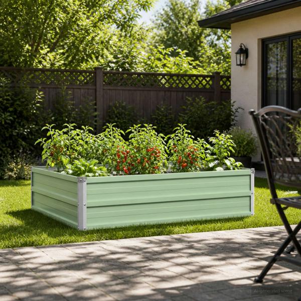 ARDEBO.de - Hochbeet im Garten Pastellgrün 100 x 80 x 24 cm Stahl