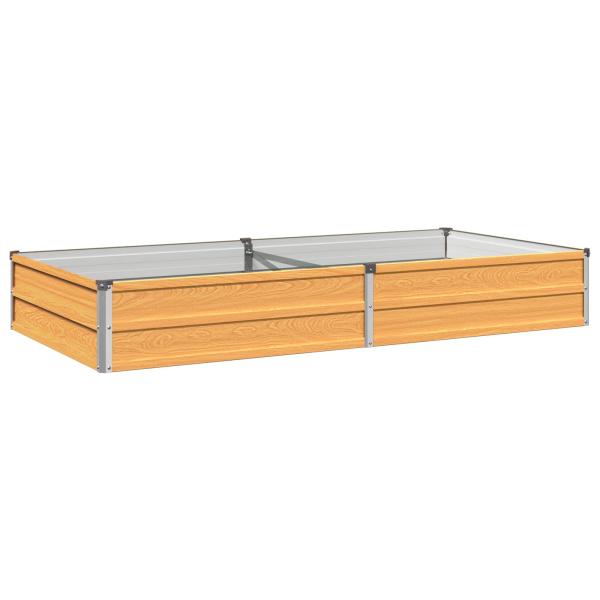 Hochbeet im Garten Holz Natur 160 x 80 x 24 cm Stahl