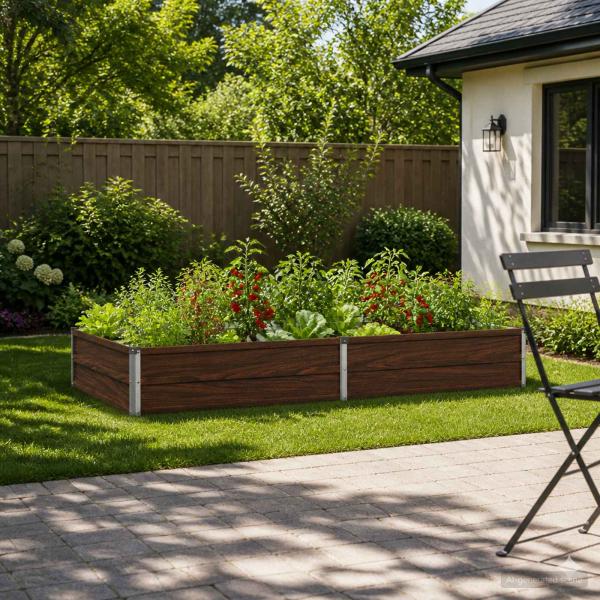 ARDEBO.de - Hochbeet im Garten Schwarzwalnuss 160 x 80 x 24 cm Stahl