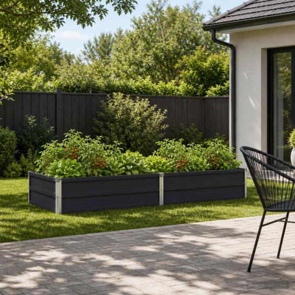ARDEBO.de - Hochbeet im Garten Anthrazit 160 x 80 x 24 cm Stahl