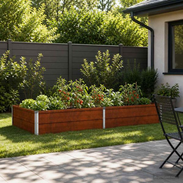 ARDEBO.de - Hochbeet im Garten Wetterfeststahl 160 x 80 x 24 cm Stahl