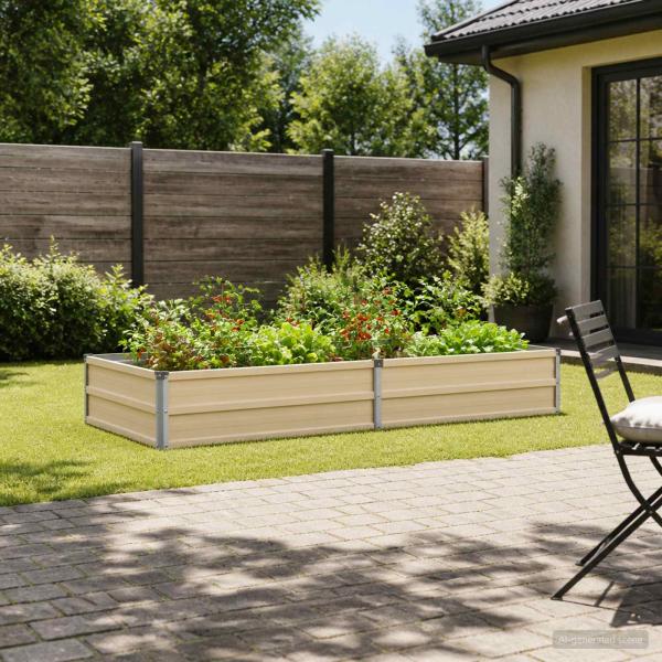 ARDEBO.de - Hochbeet im Garten Elfenbein 160 x 80 x 24 cm Stahl