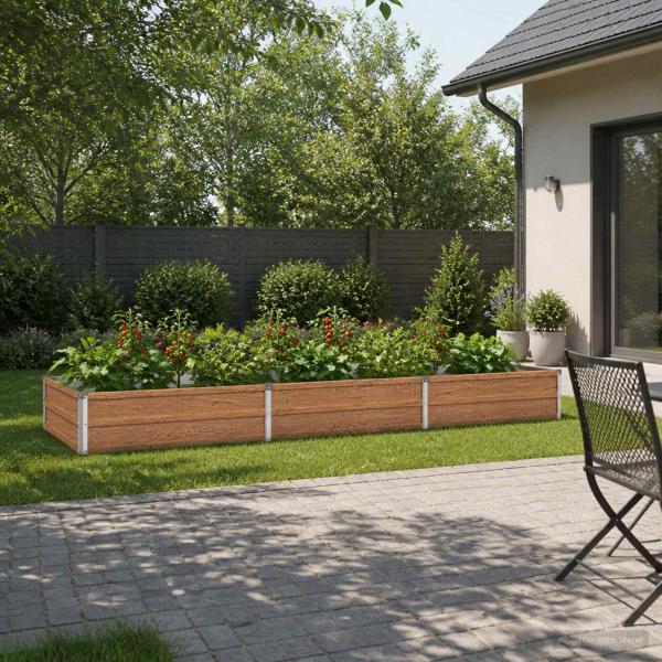 ARDEBO.de - Hochbeet im Garten Holz Braun 240 x 80 x 24 cm Stahl