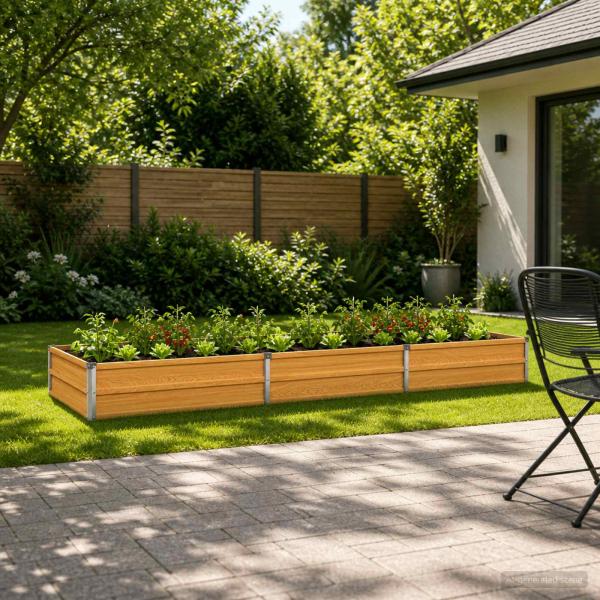 ARDEBO.de - Hochbeet im Garten Holz Natur 240 x 80 x 24 cm Stahl