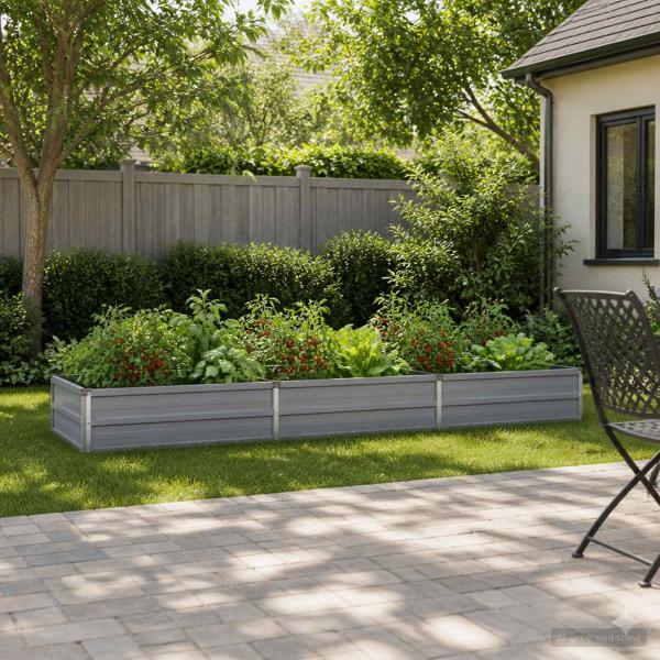 ARDEBO.de - Hochbeet im Garten Grau 240 x 80 x 24 cm Stahl