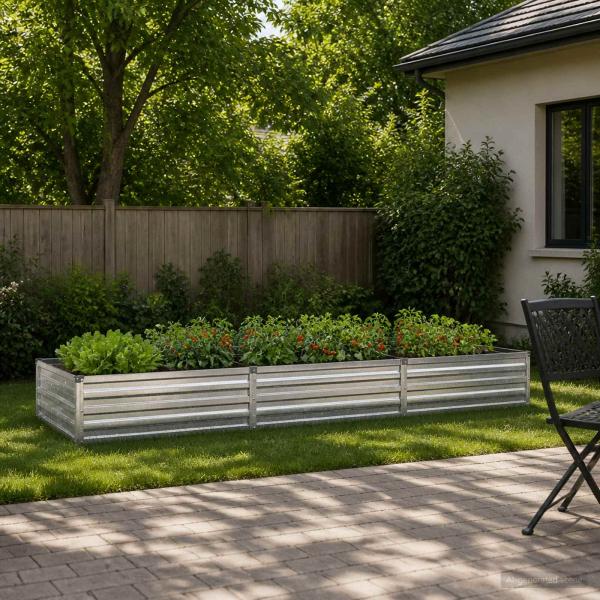 ARDEBO.de - Hochbeet im Garten Verzinktes Silber 240 x 80 x 24 cm Stahl