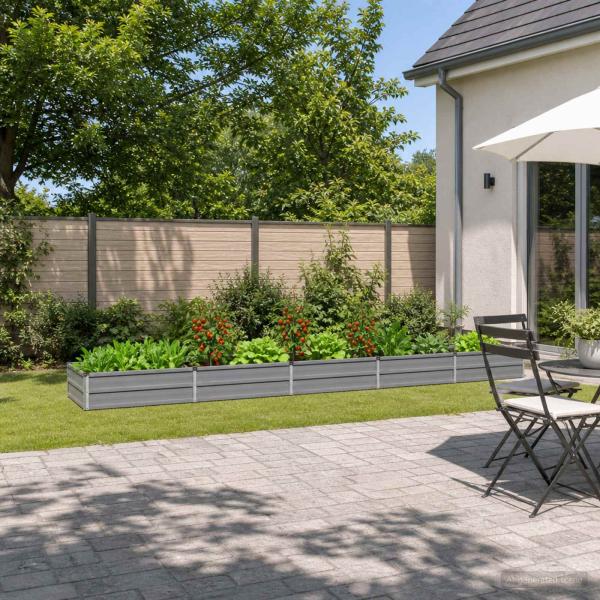 ARDEBO.de - Hochbeet im Garten Grau 400 x 80 x 24 cm Stahl