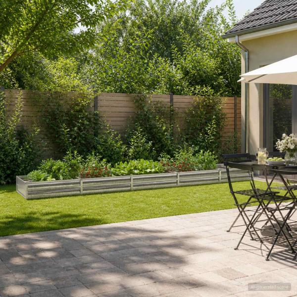 ARDEBO.de - Hochbeet im Garten Galvanisiertes Silber 400 x 80 x 24 cm Stahl
