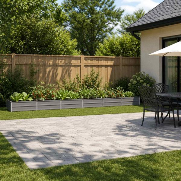 ARDEBO.de - Hochbeet im Garten Grau 480 x 80 x 24 cm Stahl