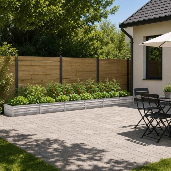 ARDEBO.de - Hochbeet im Garten Verzinktes Silber 480 x 80 x 24 cm Stahl