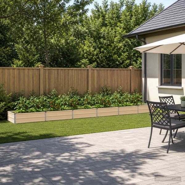 ARDEBO.de - Hochbeet im Garten Elfenbein 480 x 80 x 24 cm Stahl