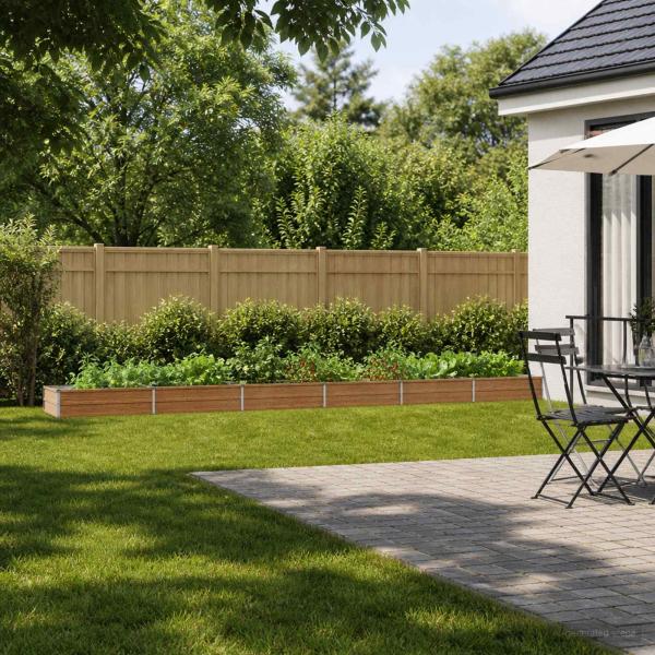 ARDEBO.de - Hochbeet im Garten Holz Braun 600 x 80 x 24 cm Stahl