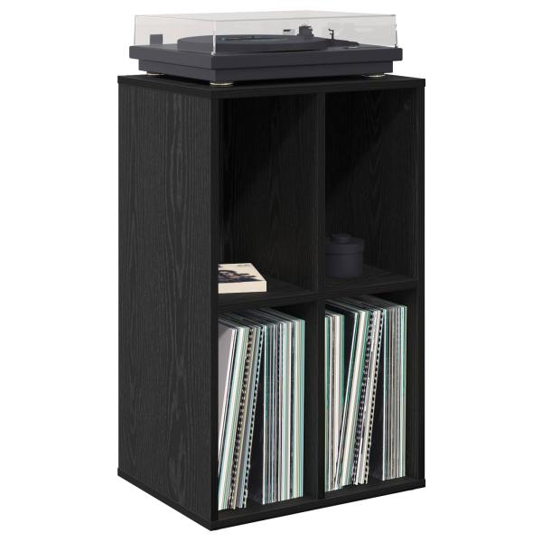 Schallplattenschrank Schwarz Eichen-Optik 44,5 x 36,5 x 74,5 cm