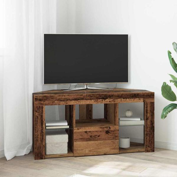 ARDEBO.de - Eck-LED-TV-Schrank 100 x 40 x 50 cm Altholz Holzwerkstoff