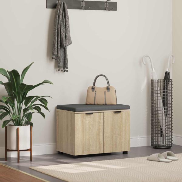 ARDEBO.de - Flurbank mit Kissen mit Regal Sonoma-Eiche 60 x 38 x 46 cm