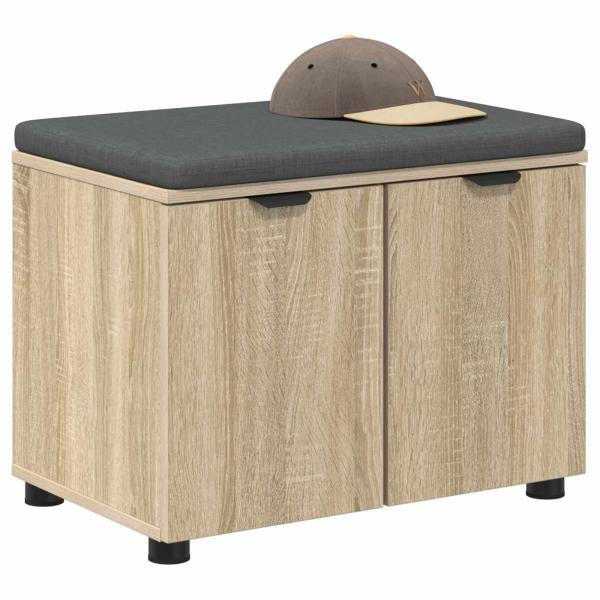 Flurbank mit Kissen mit Regal Sonoma-Eiche 60 x 38 x 46 cm